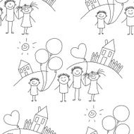 Vector seamless pattern Kids school and education N49