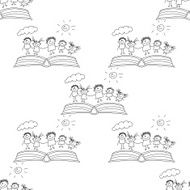 Vector seamless pattern Kids school and education N52