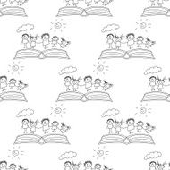 Vector seamless pattern Kids school and education N54