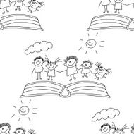 Vector seamless pattern Kids school and education N56
