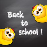 Back to school Card with funny chickens N2