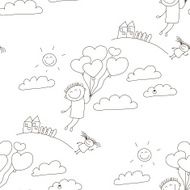 Vector seamless pattern Kids school and education N63