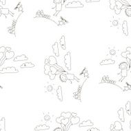Vector seamless pattern Kids school and education N64