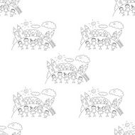 Vector seamless pattern Kids school and education N65