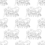 Vector seamless pattern Kids school and education N67