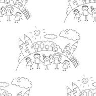 Vector seamless pattern Kids school and education N69
