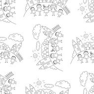 Vector seamless pattern Kids school and education N70