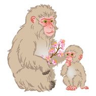 Year of the Monkey Clip Art -Mother and Child