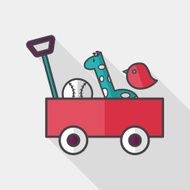 toy cart flat icon with long shadow eps10