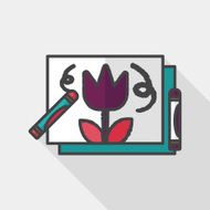 crayons drawing flat icon with long shadow eps10