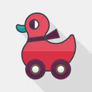 duck toy flat icon with long shadow eps10 N5