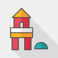 brick house flat icon with long shadow eps10 N5