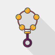 baby Rattle flat icon with long shadow eps10 N41