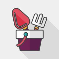 Shovel and bucket toys flat icon with long shadow eps10 N6