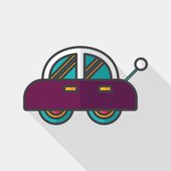 toy car flat icon with long shadow N10