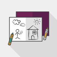 crayons flat icon with long shadow eps10 N15