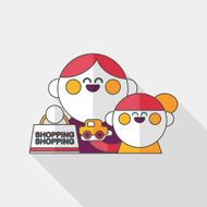 Parents and child shopping flat icon with long shadow eps10 N6