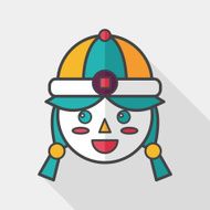 Chinese New Year girl flat icon with long shadow eps10 N14