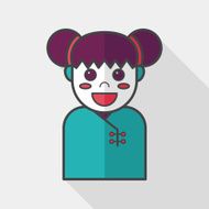 Chinese New Year girl flat icon with long shadow eps10 N15