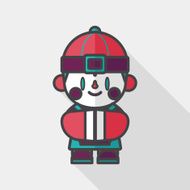 Chinese New Year boy flat icon with long shadow eps10 N14