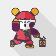 Chinese New Year girl flat icon with long shadow eps10 N16
