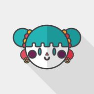 Chinese New Year girl flat icon with long shadow eps10 N17