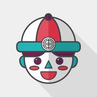 Chinese New Year boy flat icon with long shadow eps10 N16
