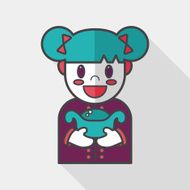 Chinese New Year girl flat icon with long shadow eps10 N18
