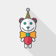 birthday teddy bear flat icon with long shadow eps10 N9