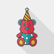 birthday teddy bear flat icon with long shadow eps10 N10