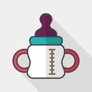 Baby bottle flat icon with long shadow eps10 N6