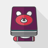 crayons drawing and book flat icon with long shadow eps10 N5