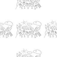Vector seamless pattern Kids school and education N72