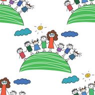 Vector seamless pattern Kids school and education N73