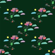 Vector seamless pattern Kids school and education N74