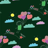 Vector seamless pattern Kids school and education N75