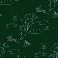 Vector seamless pattern Kids school and education N86