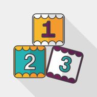 123 blocks flat icon with long shadow eps10 N5