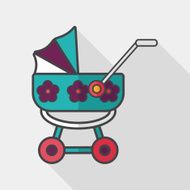 Pram flat icon with long shadow eps10 N11