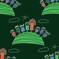 Vector seamless pattern Kids school and education N90