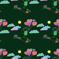 Vector seamless pattern Kids school and education N93