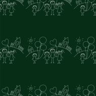 Vector seamless pattern Kids school and education N104