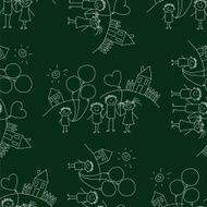 Vector seamless pattern Kids school and education N107