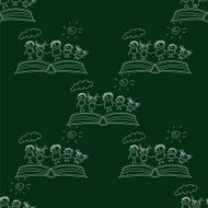 Vector seamless pattern Kids school and education N108