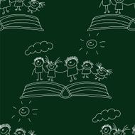 Vector seamless pattern Kids school and education N111