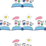 Vector seamless pattern Kids school and education N113