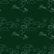 Vector seamless pattern Kids school and education N115
