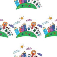 Vector seamless pattern Kids school and education N118