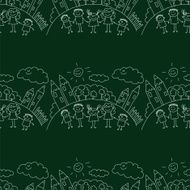 Vector seamless pattern Kids school and education N124