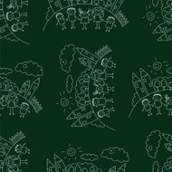 Vector seamless pattern Kids school and education N125